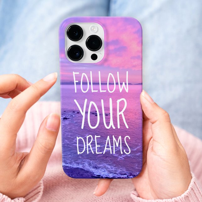 Pink Purple Ocean Sunset Follow Your Dreams Case-Mate iPhone Case (Creator Uploaded)