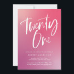 Pink Purple Ombre Calligraphy 21st Birthday Invitation<br><div class="desc">Pink Purple Ombre Calligraphy 21st Birthday features modern calligraphy on a bright and colourful gradient background.</div>