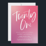 Pink Purple Ombre Calligraphy 21st Birthday Invitation<br><div class="desc">Pink Purple Ombre Calligraphy 21st Birthday features modern calligraphy on a bright and colourful gradient background.</div>