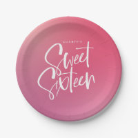Pink Purple Ombre Calligraphy Sweet Sixteen 