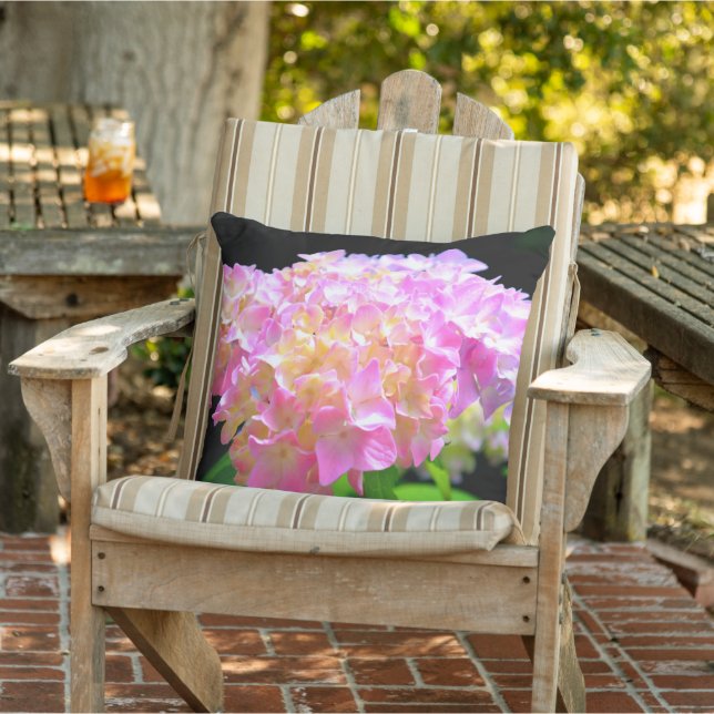 Pink purple orange hydrangeas cushion (Chair)