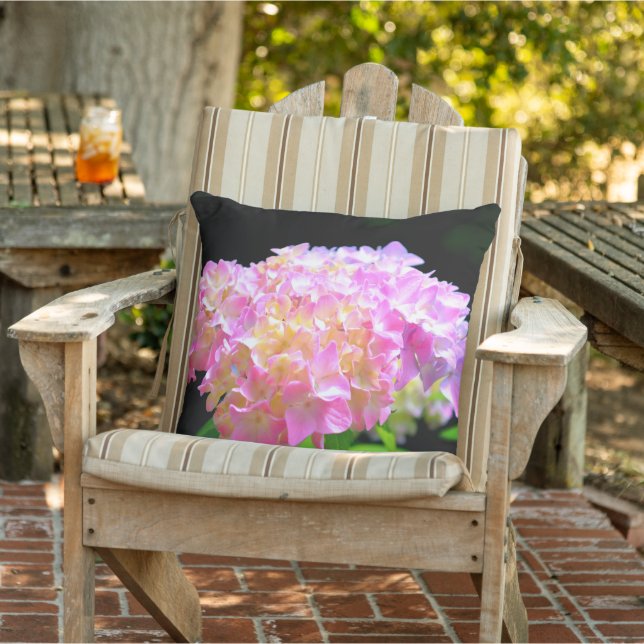 Pink purple orange hydrangeas cushion (Chair)