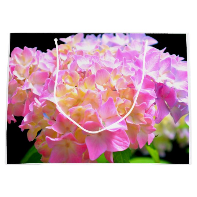 Pink purple orange hydrangeas large gift bag (Front)