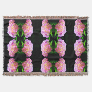 Pink purple orange hydrangeas throw blanket