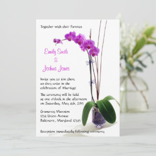 Pink Purple Orchid Floral Wedding Invitations