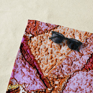 Pink purple painted volcanic stones drawing beach towel