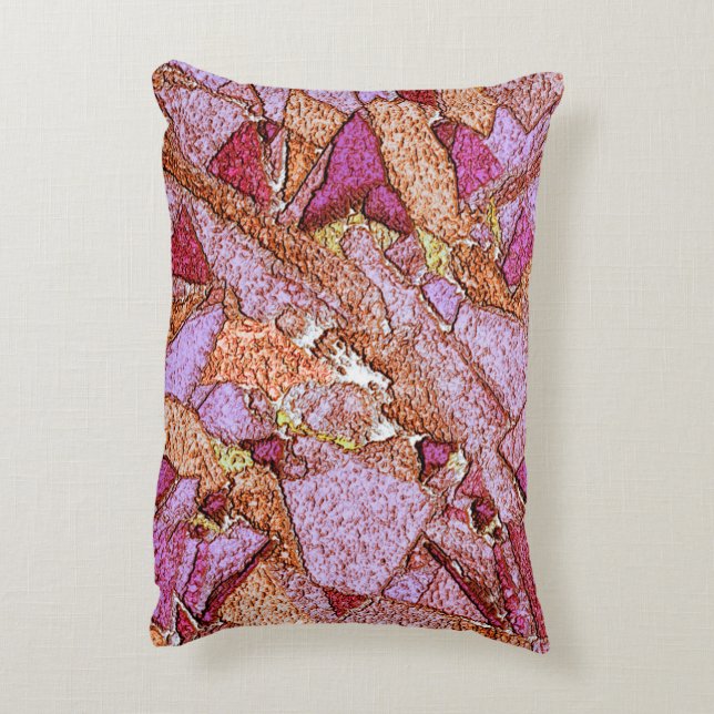 Pink purple painted volcanic stones drawing decorative cushion (Back(Vertical))