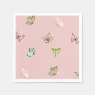 Pink Purple Pastel Butterfly Girl Baby Shower Napkin