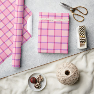 Pink Purple Pastel Chequered Pattern Wrapping Paper