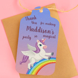 Pink Purple Pastel Kids Magical Unicorn Birthday Gift Tags