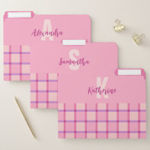 Pink Purple Pastel Monogram Chequered