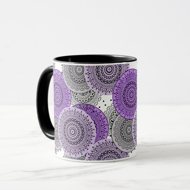Pink purple pattern arabic mandala oriental style mug (Front Left)