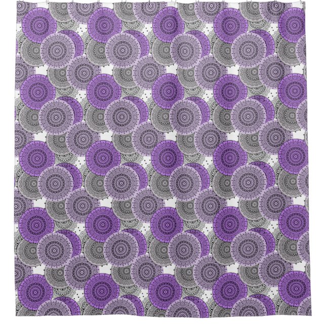 Pink purple pattern arabic mandala oriental style shower curtain (Front)