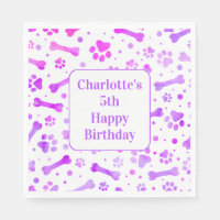 Pink Purple Paw Prints Personalised Birthday Party