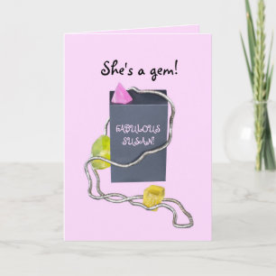 Pink purple Personalise SHE'S A GEM BIRTHDAY Thank You Card
