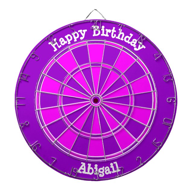 Pink Purple Personalised Happy Birthday Dartboard (Front)