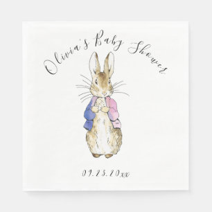 Pink Purple Peter Rabbit Baby Shower Napkin