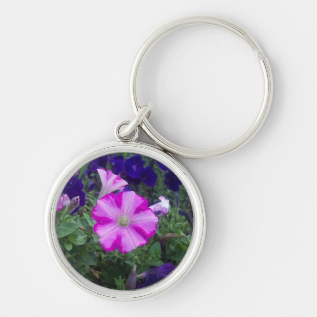 Pink & Purple Petunias Key Ring (Front)