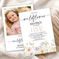 Pink Purple Photo Back Wildflower 1st Birthday