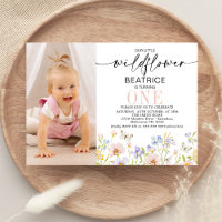 Pink Purple Photo Delicate Wildflower 1st Birthday
