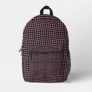 Pink Purple Plaid Checker Seamless Pattern Printed Backpack