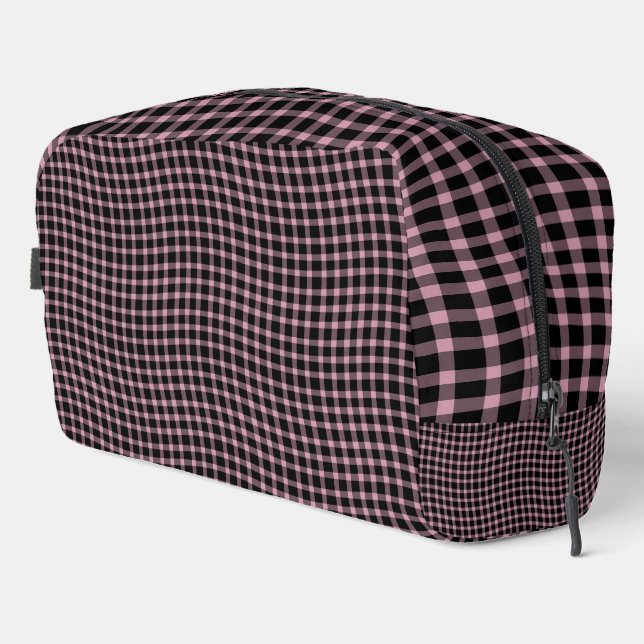 Pink Purple Plaid Checker Seamless Pattern Toiletr Dopp Kit (Right Corner)