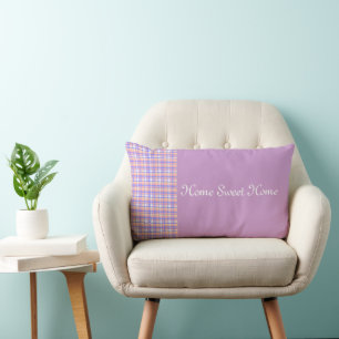 Pink + Purple Plaid Lumbar Cushion