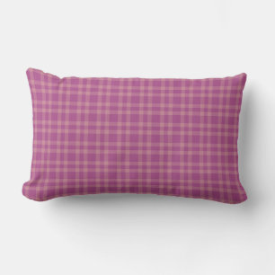 Pink Purple Plaid Pattern Lumbar Cushion