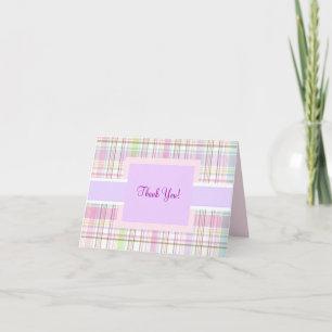 Pink Purple Plaid Thank You Card