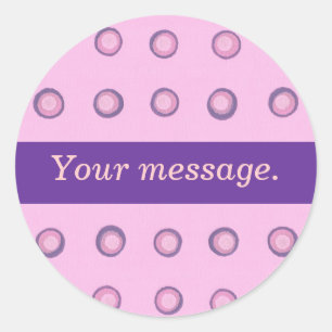 Pink Purple Polka Dots, Add Your Message Stickers
