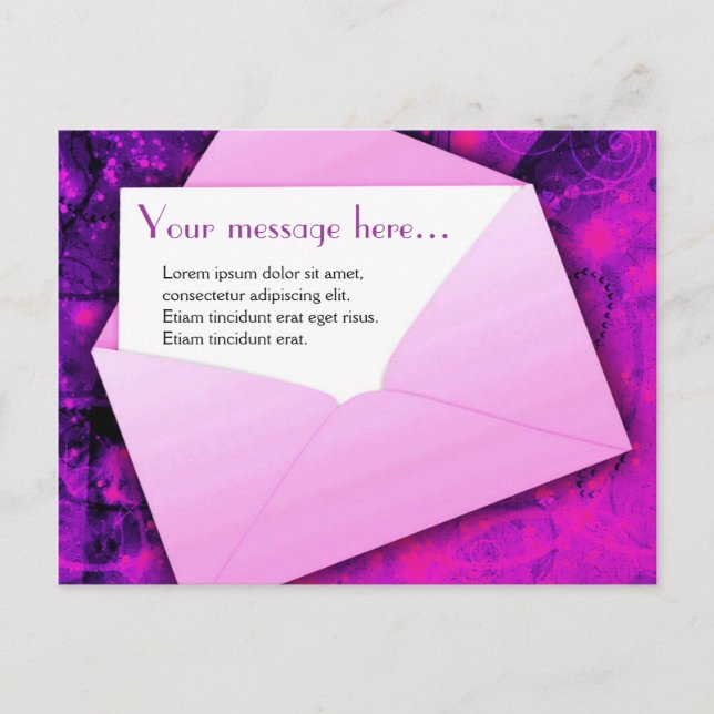 Pink & purple postcard for any occasion. (Front)