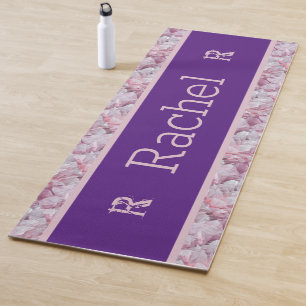 Pink Purple Quartz Trendy Cool Simple Monogram Yoga Mat