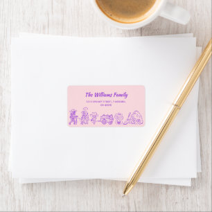 Pink Purple Quirky Hand Drawn Doodles Halloween Label
