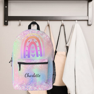 Pink purple rainbow girl printed backpack
