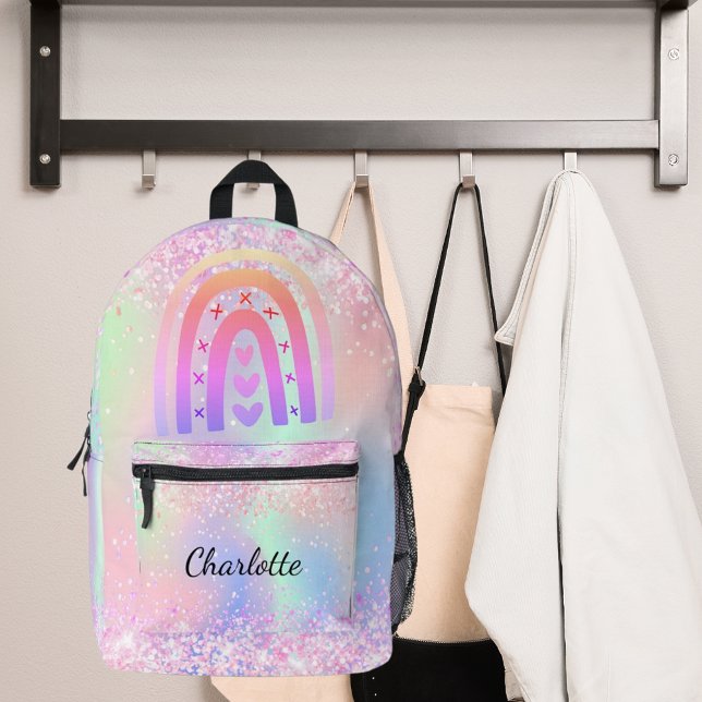 Pink purple rainbow girl printed backpack (Creator Uploaded)