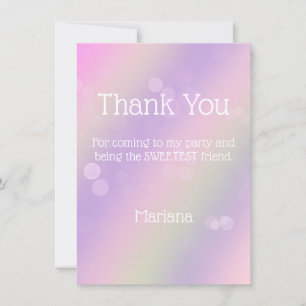Pink Purple Rainbow Girl Thank You Card