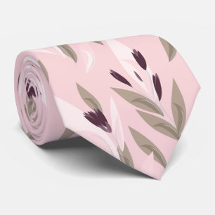 Pink purple red retro flower pattern tie