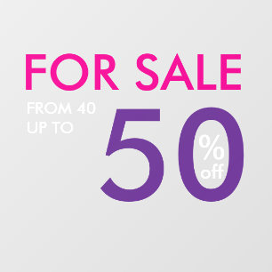 Pink & Purple Retail Store Sale Window Cling