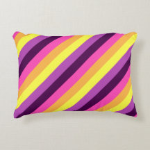 Pink Purple Retro Stripes Accent Pillow