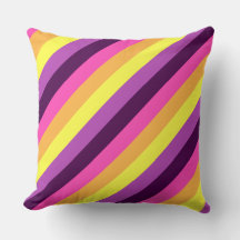 Pink Purple Retro Stripes Big Throw Pillow
