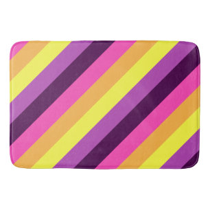 Pink Purple Retro Stripes Large Bath Mat