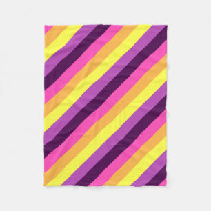 Pink Purple Retro Stripes Small Fleece Blanket