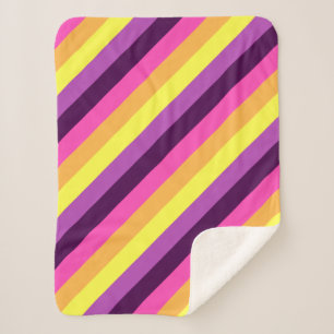 Pink Purple Retro Stripes Small Sherpa Blanket
