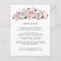Pink Purple Rose Floral Wedding Guest Details