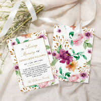 Pink & Purple Rose Sympathy Memory Thank You Card