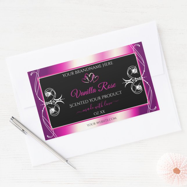 Pink Purple Shimmery Product Labels Diamonds Black (Envelope)