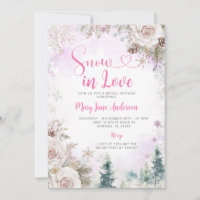 Pink Purple Snowflake Snow in Love Bridal Shower