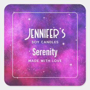 Pink & Purple Space & Stars Faux Galaxy Candle Biz Square Sticker