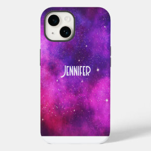 Pink & Purple Space & Stars Faux Galaxy iPhone 14 Case
