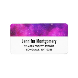 Pink & Purple Space & Stars Faux Galaxy Label
